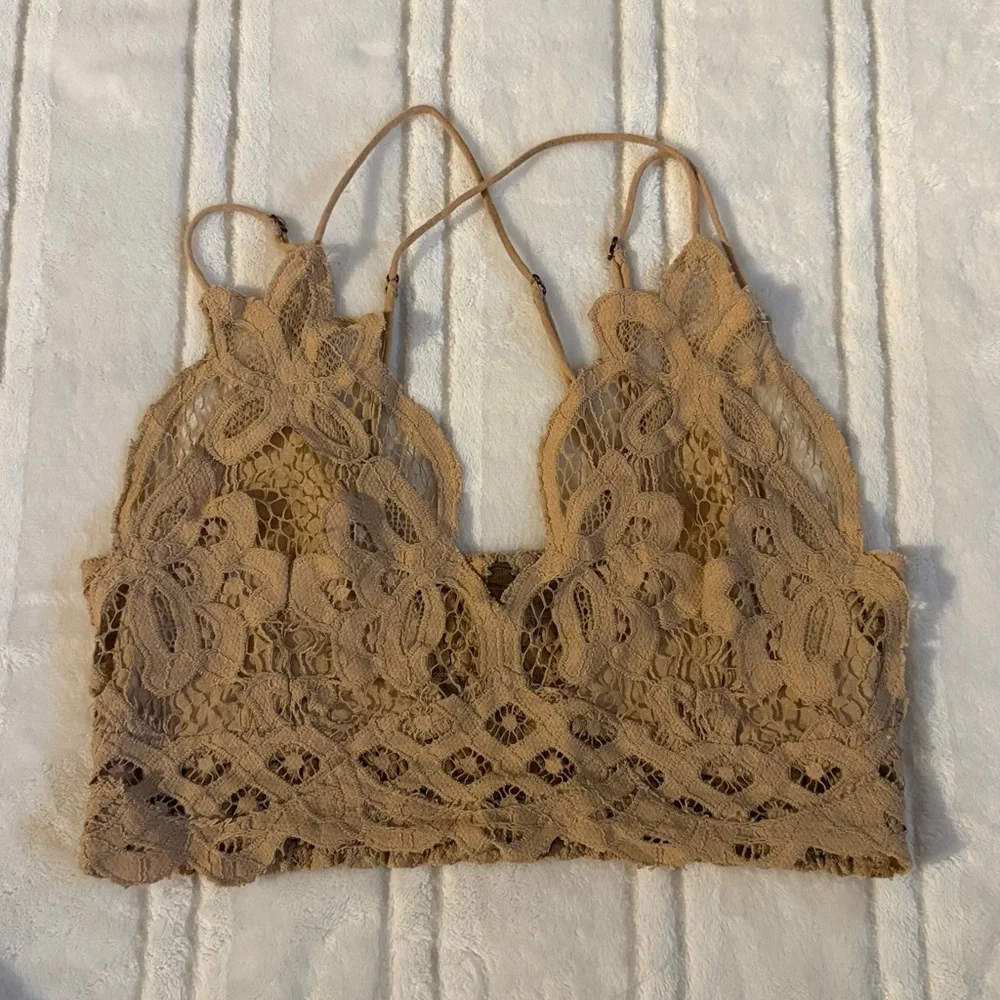 Free people intimately fp nude Adella bandeau bralette boho lace crop top XS